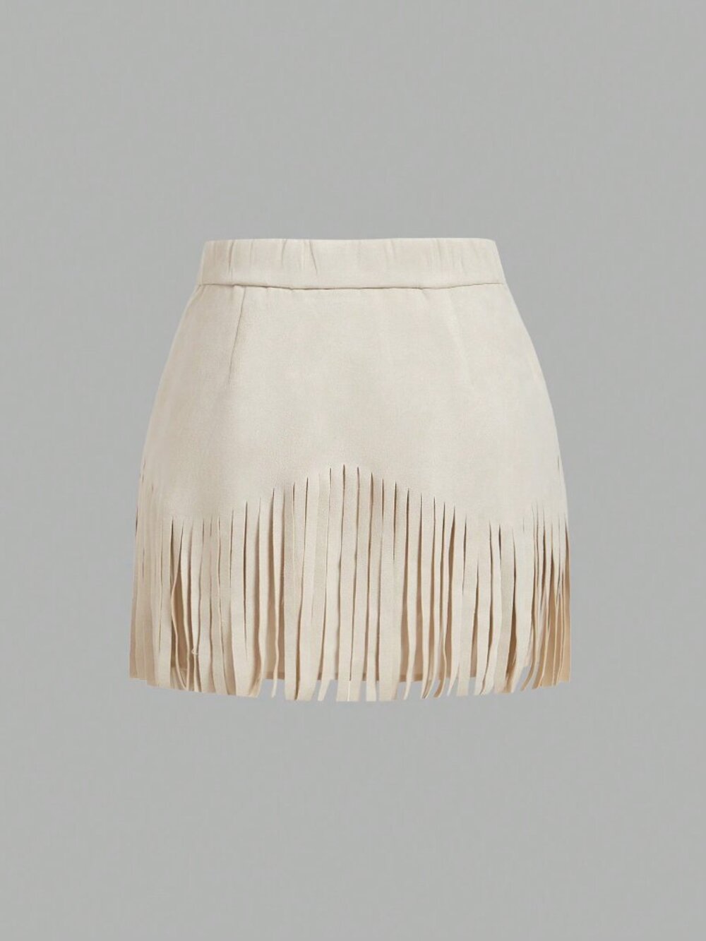 Apricot Casual Women's Hippie Rivet Fringe Suede A-Line Skirt - Picture 2 of 4